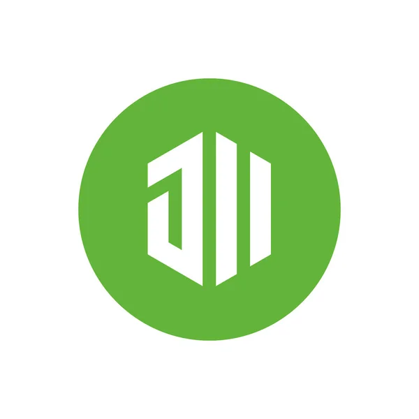 Letra Inicial Icono Del Logotipo Jii Ilustración Vectores Color Verde — Archivo Imágenes Vectoriales