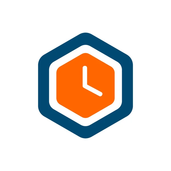 Diseño Iconos Tiempo Icono Del Reloj Estilo Plano Hexágono Vector — Vector de stock