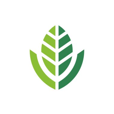 Soyut doğa yaprağı logosu tasarımı, yeşil yaprak simgesi, vektör illüstrasyonu