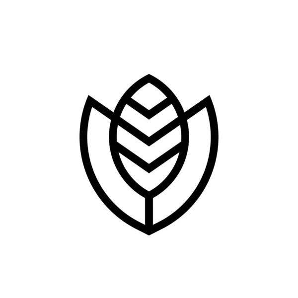 Bitki Kalkan Logosu Eko Sembolü Simgesi Çizgi Yaprağı Simgesi Tasarımı — Stok Vektör