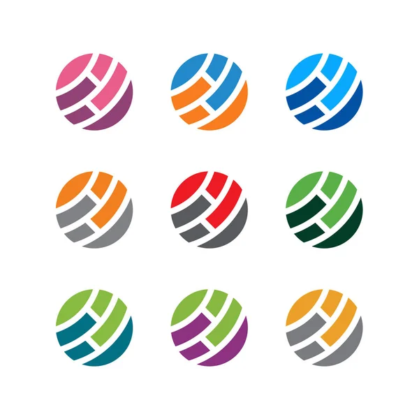 Globale Logo Vorlage Abstraktes Globales Icon Set Entwickeltes Symbol Vector — Stockvektor
