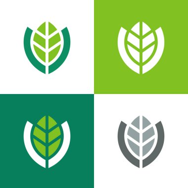 Yaprak logolu kalkan. Çevre koruma sembolü - Vektör