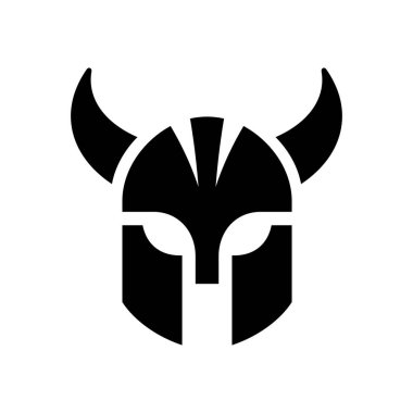 Viking miğferi logosu tasarımı. Savaşçı sembolünün başı. Spor, spor ya da oyun kulübü için iyi - Vektör