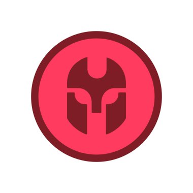 Şövalye ya da savaşçı logosu, kırmızı daire simgesi - Vektör