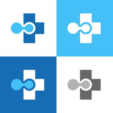 Dijital sağlık logosu, tıbbi teknoloji ikon tasarımı - Vektör