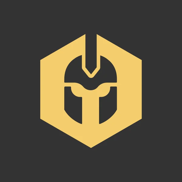 Логотип Спарты Спартанской Головы Воина Иконка Шестиугольника Вектор — стоковый вектор