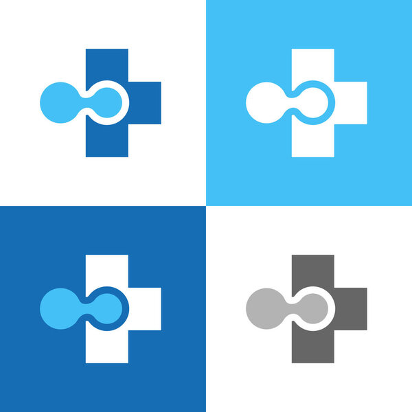 Digital health care logo set, medical technology icon design - Vector