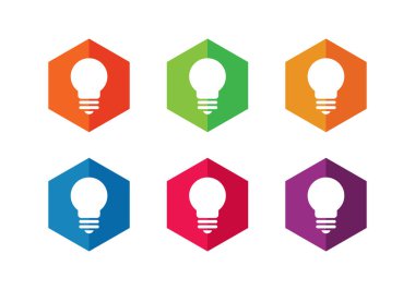 Altıgen lamba simgesi, altıgen ve ampul simgesi - vektör