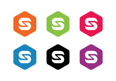 S harfi logo şablonu, altıgen S simgesi seti - Vektör