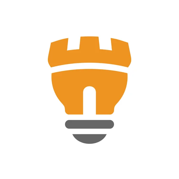 Иконка Логотипа Замка Символ Лампочки Вектор — стоковый вектор