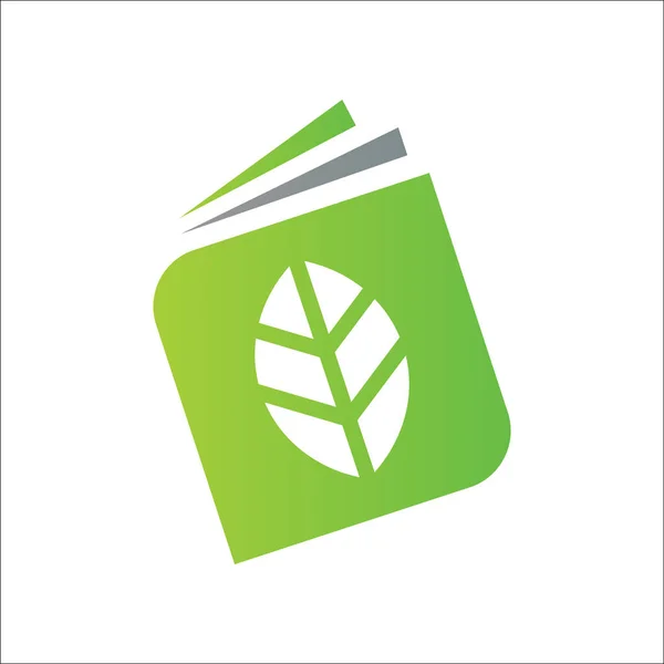 Plantilla Diseño Del Logotipo Del Libro Ecológico Hoja Símbolo Del — Vector de stock