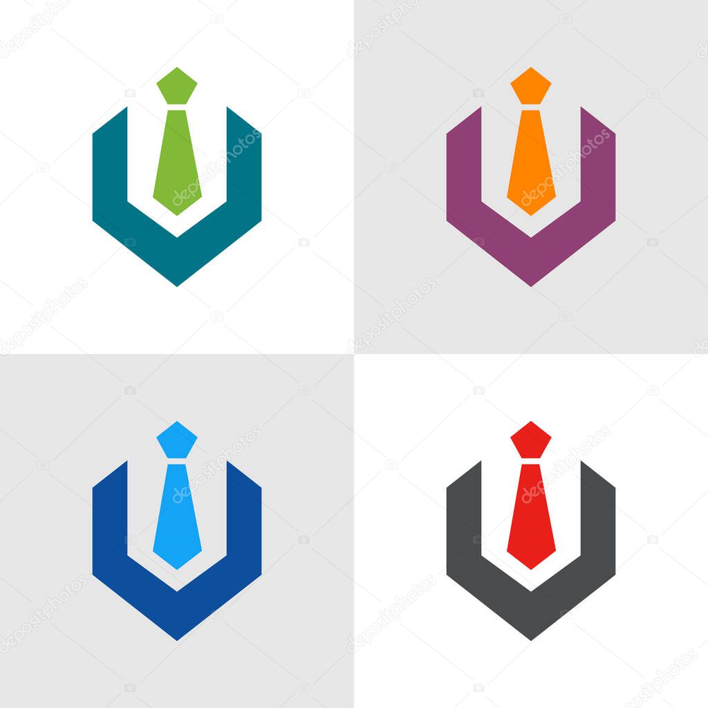 Business suit with tie logo template, vector illustration design