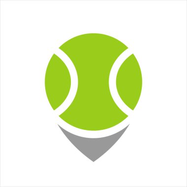 Pin konumu ve tenis topu, vektör logo illüstrasyon tasarımı