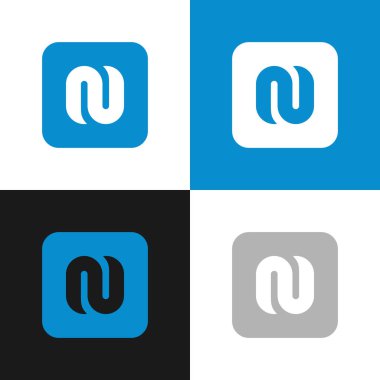 Soyut harf N kare logo şablonu, vektör simgesi tasarımı