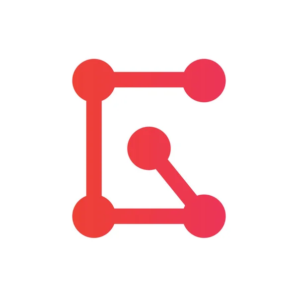 Letra Inicial Tech Logo Diseño Tecnología Digital Símbolo Puntos Conexión — Vector de stock