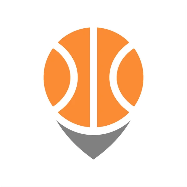 Balón Cesta Con Plantilla Logotipo Pin Ubicación Icono Baloncesto Mapa — Vector de stock