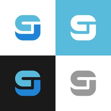 9 numara veya nitial harf CJ şirket logosu, kalın stil logo tasarım şablonu