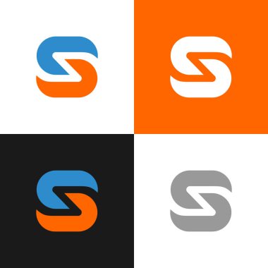 S harfi logo şablonu, ilk harf S simgesi tasarımı, vektör illüstrasyonu