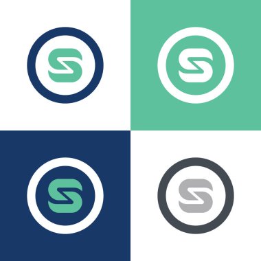 S harfi logo simgesi, iç daire şekli - vektör