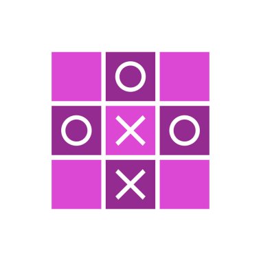 Tic tac toe mini oyun vektör çizimi, mor renk tasarımı