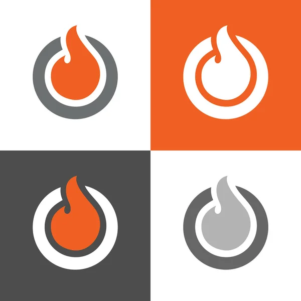 Емблема Логотипу Вогню Дизайн Піктограми Кола Запису Вектор — стоковий вектор