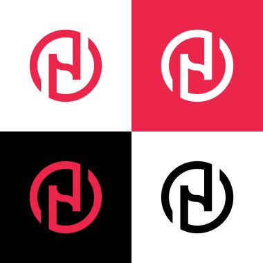 Çember N logo tasarım şablon elemanları, yaratıcı harf N logo simgesi - Vektör