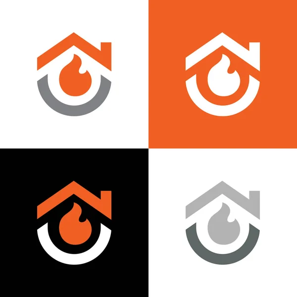 Дизайн Логотипу Домашнього Вогню Символ Будинку Полум Вектор — стоковий вектор