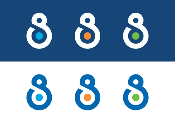 Templat Logo Nomor Desain Ikon Nomor Dengan Berbagai Warna Vektor - Stok Vektor