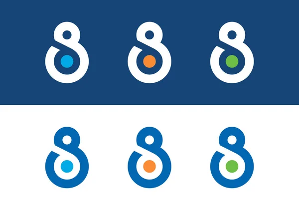 8 numaralı logo şablonu, değişik renklerde sekiz numaralı simge tasarımı - Vektör