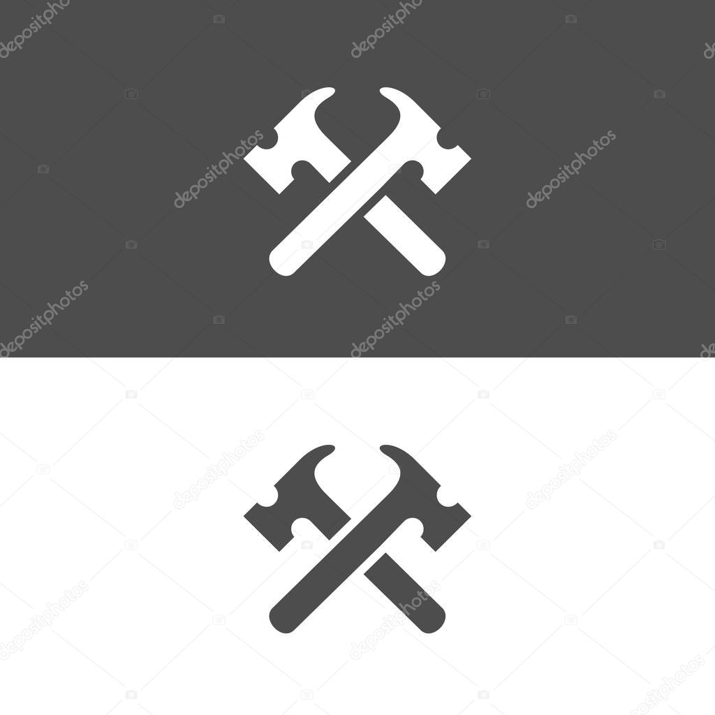 Hammer logo design template elements, repair or maintenance symbol