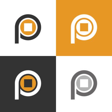 P harfi para logosu tasarımı, iş ve mali konsept - Vektör