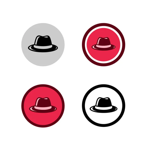 Conjunto Iconos Sombrero Fedora Negro Plantilla Diseño Logotipo Estilo Plano — Archivo Imágenes Vectoriales