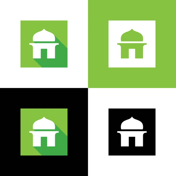 Дизайн Логотипа Исламской Мечети Икона Плоском Стиле Концепция Мусульманского Дизайна — стоковый вектор