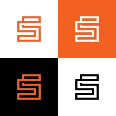 İlk harf S logo tasarım şablonu elementleri, soyut doğrusal biçim çizimi