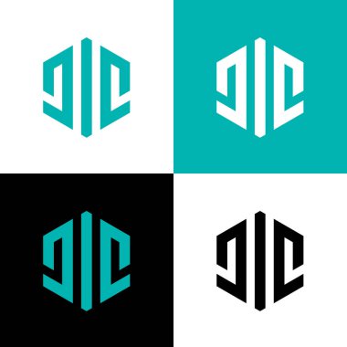 İlk harf JIC logo tasarım şablon elementleri, altıgen şekil illüstrasyonu