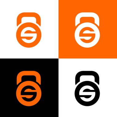 İlk harf S ve kettlebell, spor logosu tasarım şablonları, spor kulübü konsepti