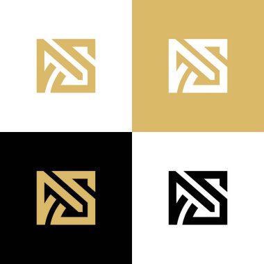 İlk harf AS logo tasarımı, kare şekilli vektör çizimi