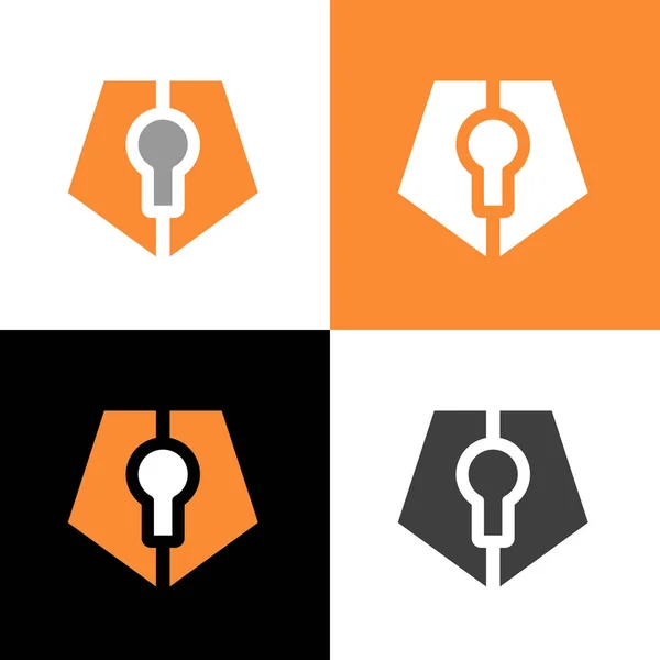 Nyckelhåls Logotyp Mallelement Säker Låsikondesign Digital Skyddssymbol — Stock vektor