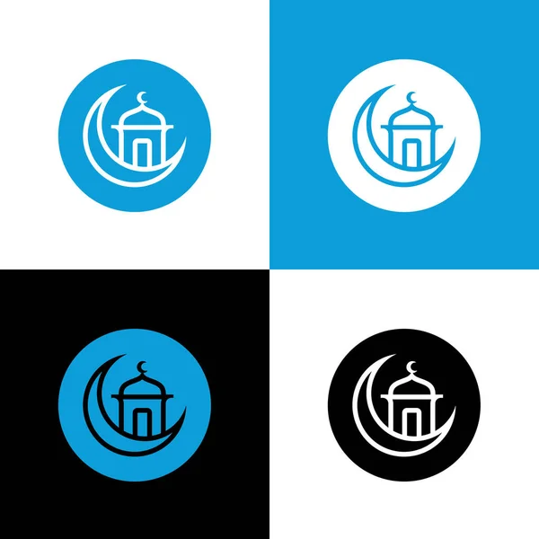 Дизайн Иконы Исламского Здания Иллюстрация Логотипа Мечети Стиль Векторной Линии — стоковый вектор