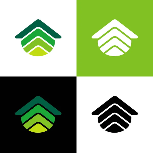 Ícone Logotipo Casa Criativa Casa Abstrata Com Cor Gradiente Verde — Vetor de Stock