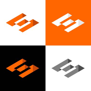 İlk harf S logo tasarım şablonu elementleri, modern 3D izometrik biçim illüstrasyonu - Vektör