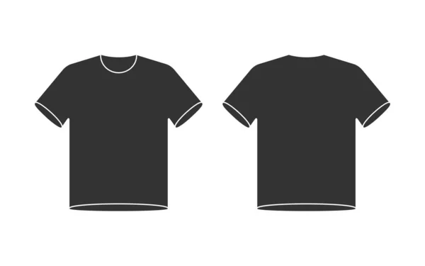 Prázdné Tričko Mokup Přední Zadní Pohled Košile Šablona Černobílá Vektorová — Stockový vektor