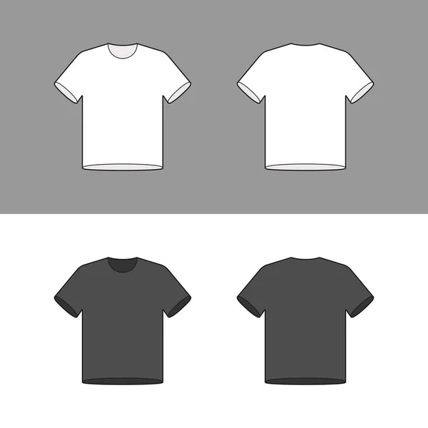 Conjunto Maquetas Camisa Blanco Negro Diseño Plantilla Camiseta Blanco Vista — Archivo Imágenes Vectoriales