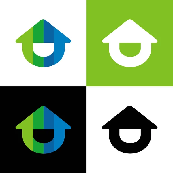 Modelo Logotipo Casa Comédia Símbolo Casa Com Rosto Riso Ilustração —  Vetores de Stock