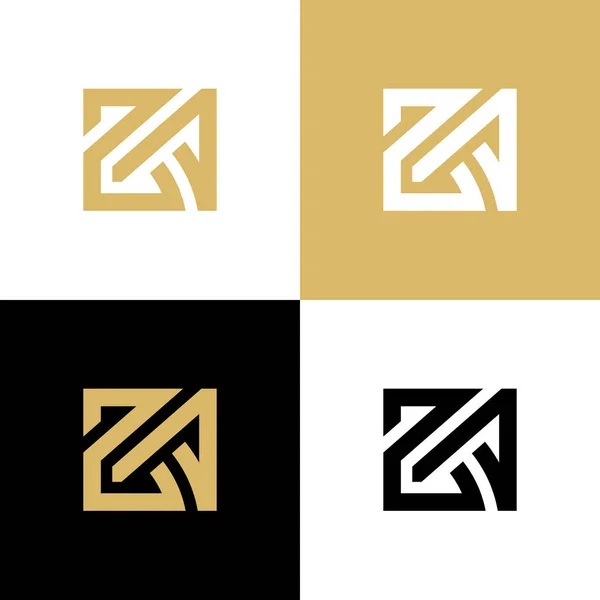 Quadratische Typografie Logo Design Mit Goldenen Farben Initial Brief Logo — Stockvektor