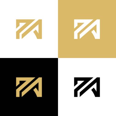 PA P İlk harf logo tasarım şablonu, altın ve siyah renk