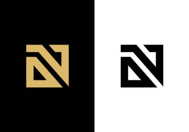 İlk harf on veya OV logo simgesi tasarımı, kare biçimli tipohrapi - Vektör