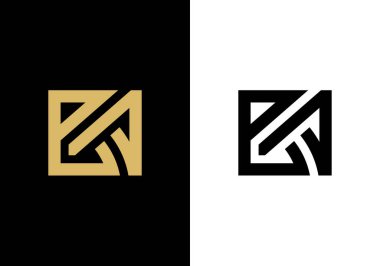 Üstün BA tabanlı ilk harf logo simgesi, altın ve siyah renk vektörü illüstrasyonu