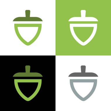 Modern palamut fındık logo şablonu, meşe tohumu simgesi tasarımı, çizgi sanatı veya doğrusal illüstrasyon - Vektör