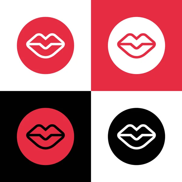 Menschliche Lippen Symbol Kreis Form Lippensymbol Mund Logo Illustration Vector — Stockvektor